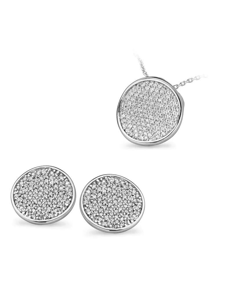 Orphelia Damen 925 Sterling Silber Set: Kettenanhänger + Ohrringe - Silber SET-5086 Silber