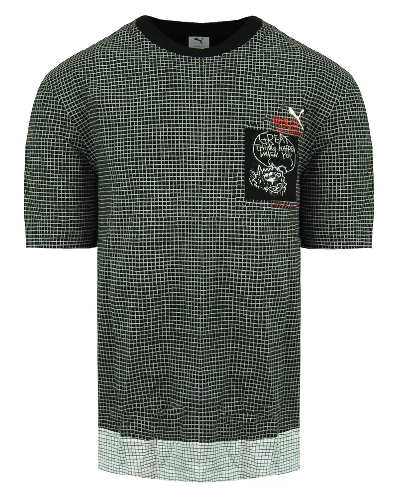 Puma x Michael Lau Crew Kurzschlärm Schwarze Herren gedruckte Taschen-T-Shirt 530360 51 Schwarz