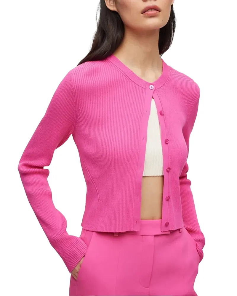 HUGO BOSS Fahara" Strickjacke für Damen (Pink Mischung Rosa