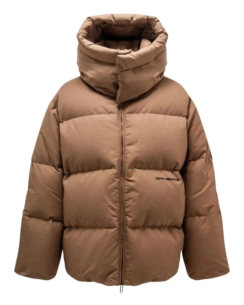 OFF-WHITE OW Race Canvas Camel Beige Puffer-Daunenjacke Beige