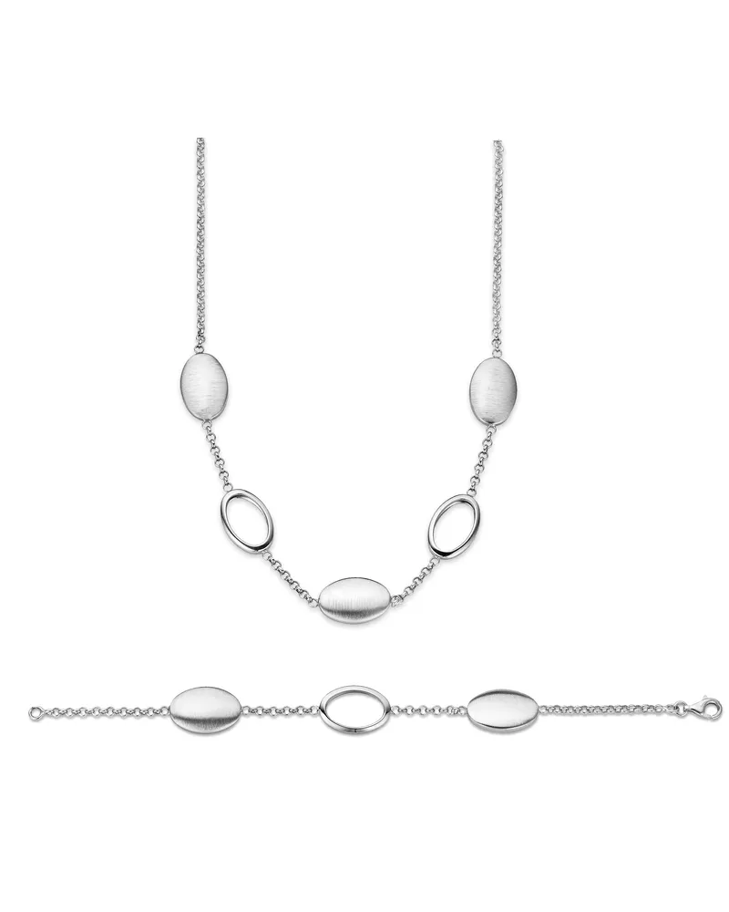Orphelia Damen 925 Sterling Silber Set: Kette + Armband - Silber SET-017 Silber