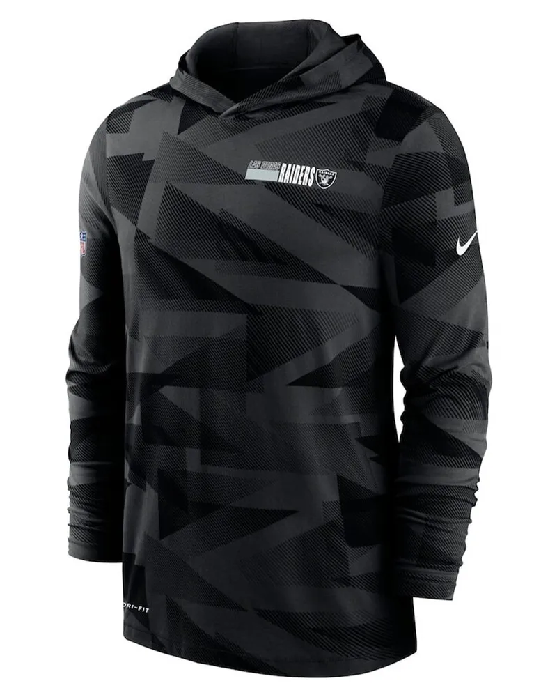 Nike Dri-Fit NFL Las Vegas Raiders Black Pullover Mens Sideline Hoodie NKD8 00A Schwarz
