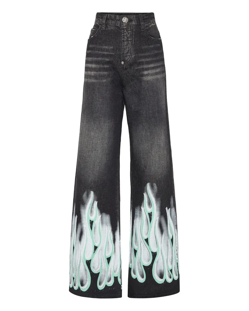 Philipp Plein Jeans Skater Fit Flame Blau