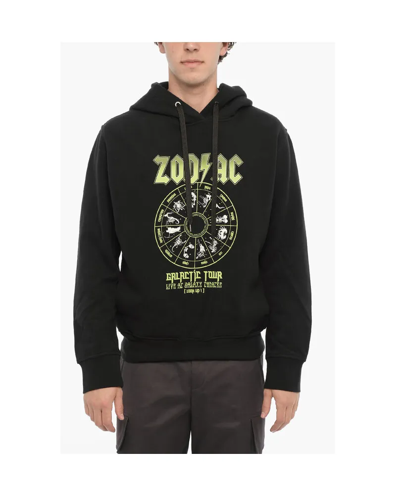 Neil Barrett ZOD AC Hoodie aus Fleece-Baumwolle in Schwarz mit einfacher Passform Schwarz