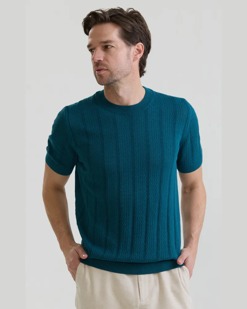 Felix Hardy T-Shirt Strick-Tshirt Kurzarm Oliv