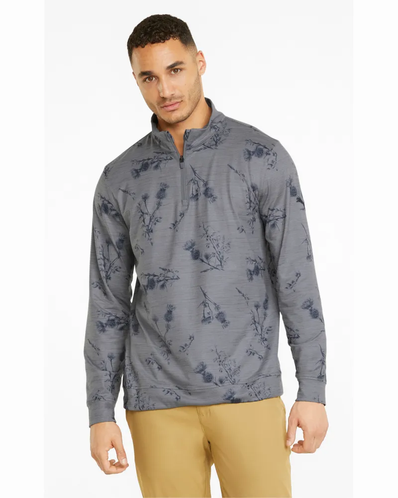 Puma Herren CLOUDSPUN Lowlands Viertel-Reißverschluss Golf Sweatshirt Grau