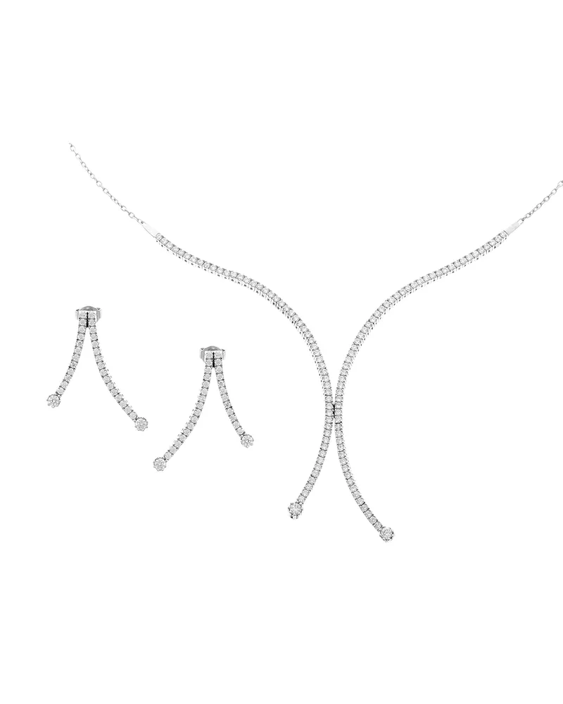 Orphelia Damen 925 Sterling Silber Set: Halskette + Ohrringe - Silber SET-066 Silber