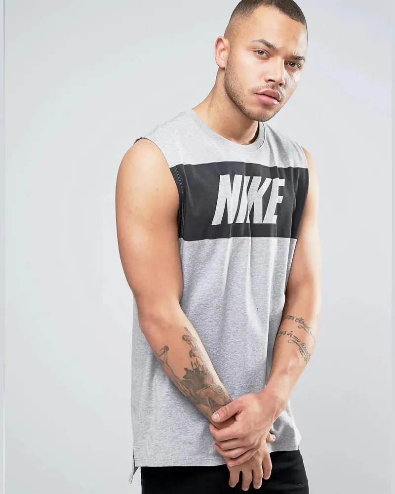 Nike Herren Retro Logo Weste In Grau Grau