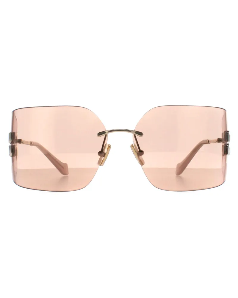 Miu Miu MU54YS ZVN20F Blassgold rosa Spiegel-Sonnenbrille Gold