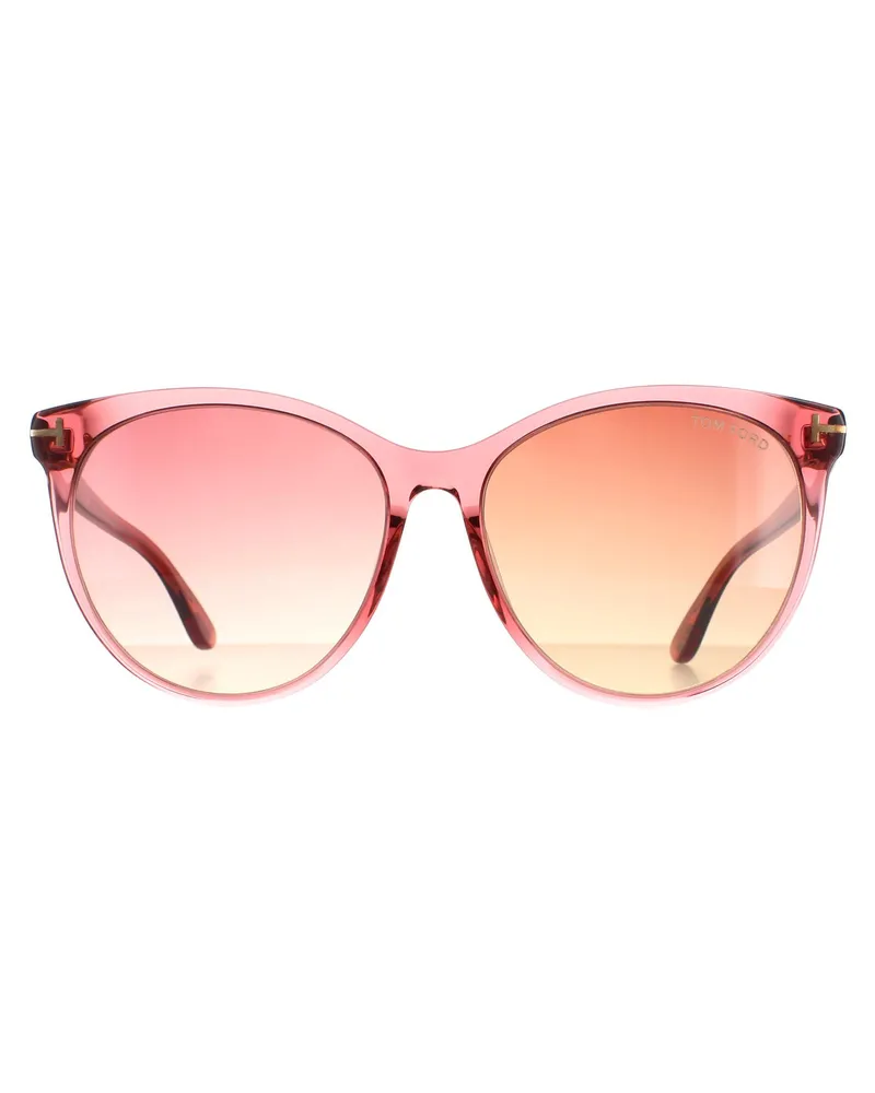 Tom Ford Rund Damen Glänzend Transparent Antik Rosa Rosa Farbverlauf Maxim FT0787 Rosa