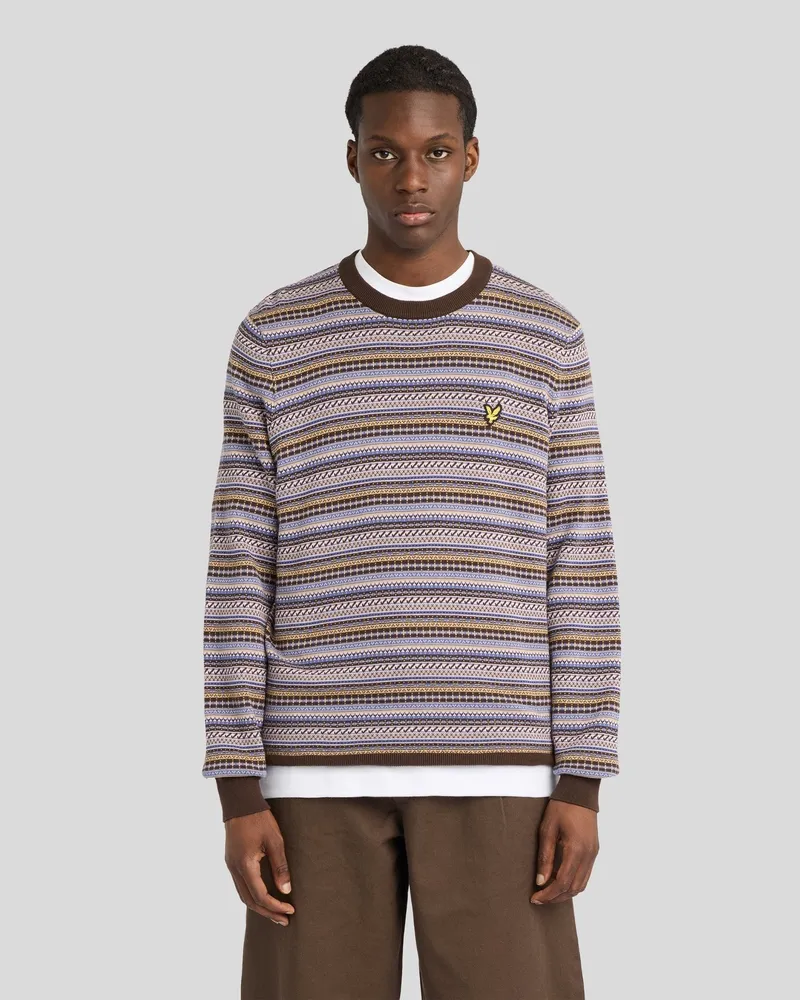Lyle & Scott Fairisle Rundhals-Pullover Schwarz