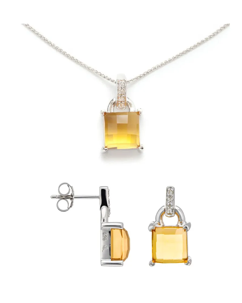 Orphelia Damen 925 Sterling Silber Set: Kettenanhänger + Ohrringe - Silber SET-5982 Silber