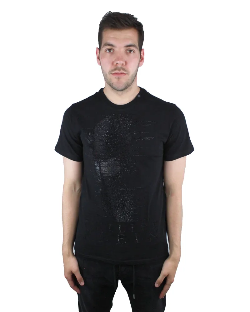 Philipp Plein Ghost MTK1857 0202 Schwarzes T-Shirt Schwarz