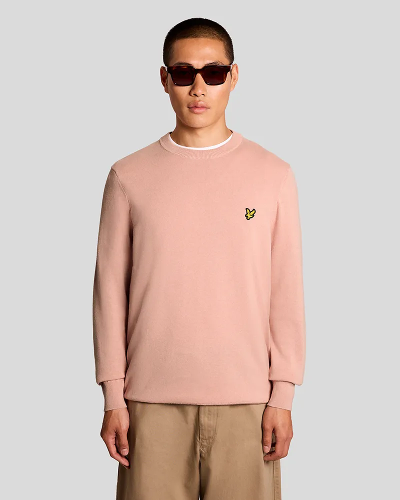 Lyle & Scott Rundhals-Pullover in Koralle Korallenrot