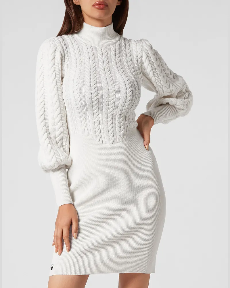 Philipp Plein Strickkleid Weiß