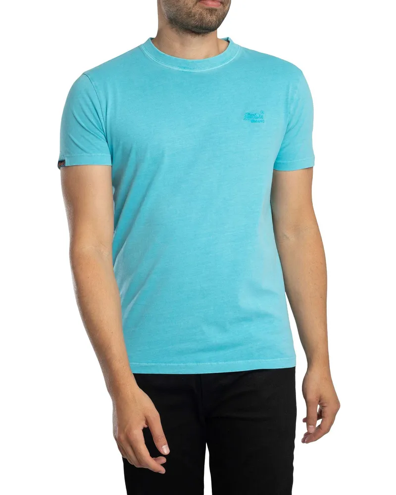 Superdry. Essential Logo EMB Neon T-Shirt, Blau Blau