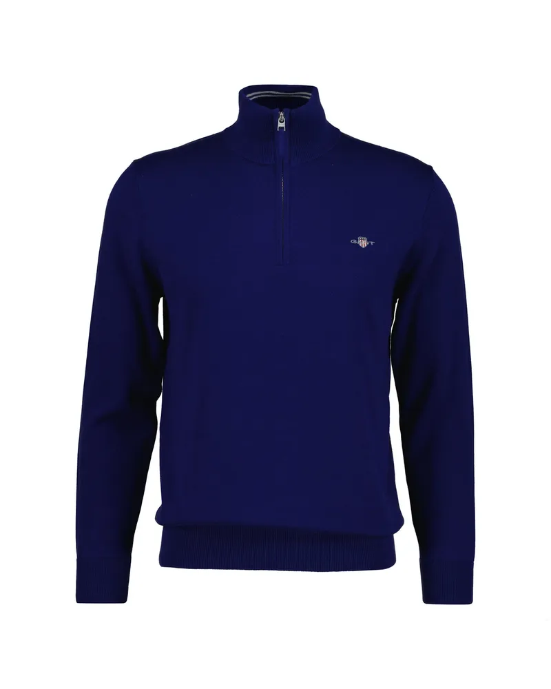 Gant Classic Cotton Half Zip Strickpullover Blau