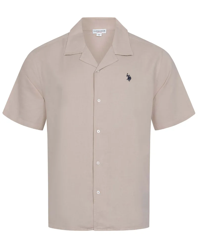 U.S. Polo Assn.  Herren Kurzarmhemd mit Kubakragen Beige