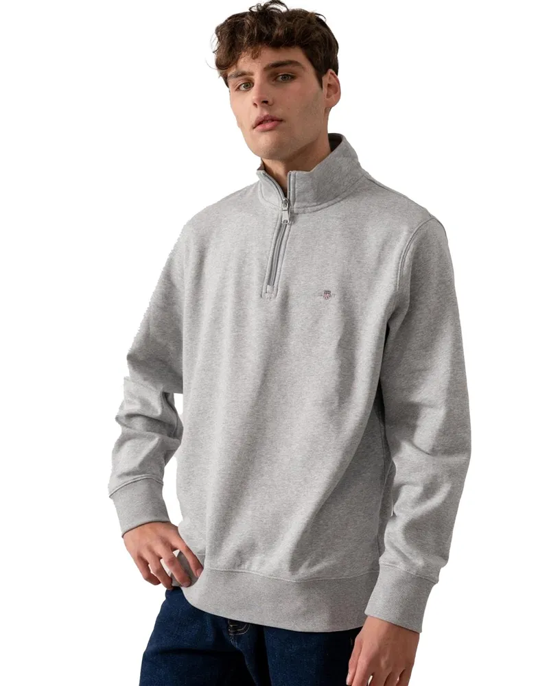 Gant Herren Schild halbe Zip Sweatshirt Grau