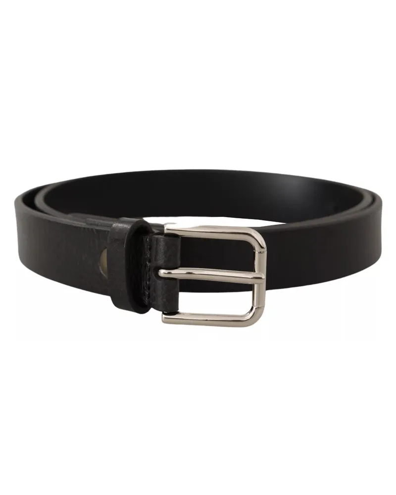 Dolce & Gabbana Kalbsleder Gürtel mit silbernem Metallverschluss in Schwarz Schwarz