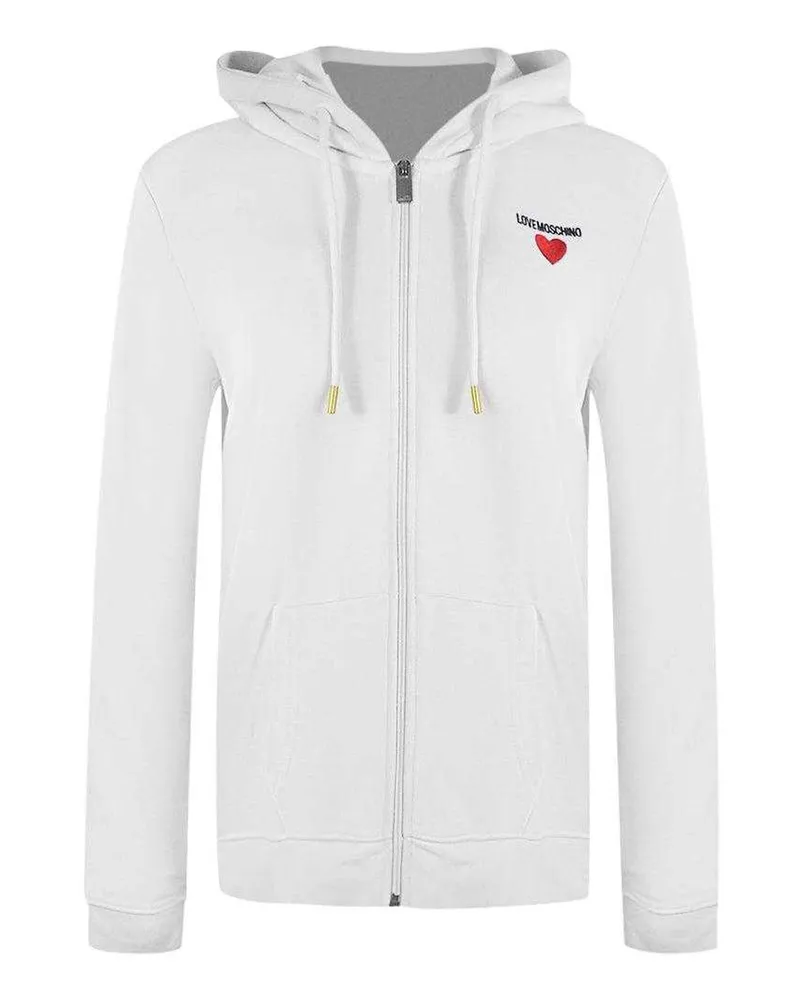 Moschino Hoodie mit durchgehendem Reißverschluss für Damen, Baumwolle (Weiß Weiß