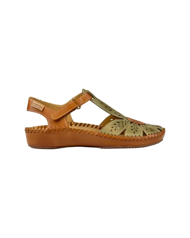 Pikolinos Damen-Keilsandalen P-Vallarta aus Leder, gepolstert - Grün Grün