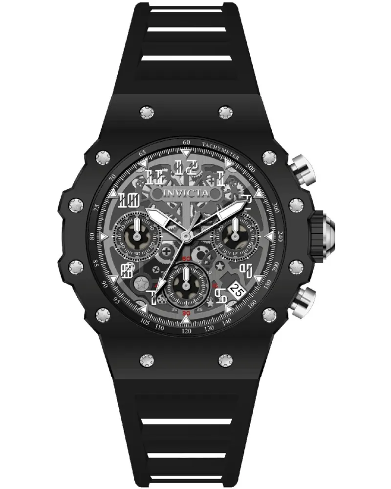 Invicta Racing 69615 Damenuhr - Quarzwerk - Acryl mit silbernem Zifferblatt - 40 mm Schwarz