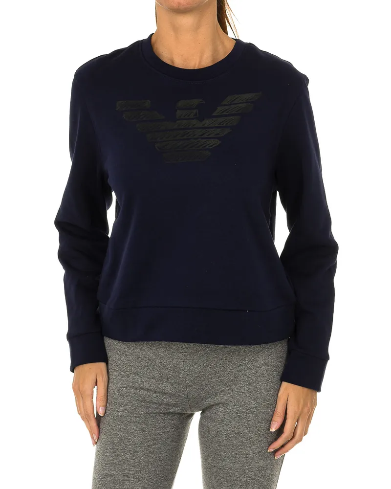 Giorgio Armani Langärmeliger Damenpullover mit Rundhalsausschnitt 7V5M75-5J42Z Blau