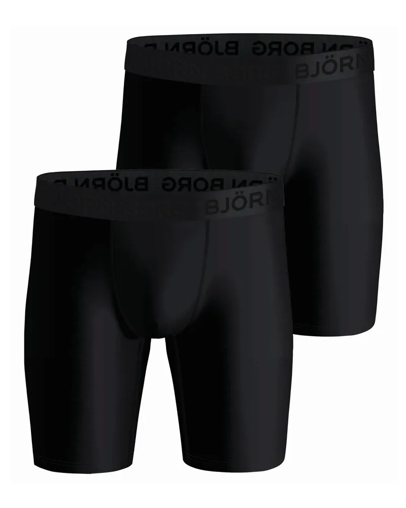 Björn Borg 2er-Pack Performance Boxers Long Leg - Schwarz Schwarz