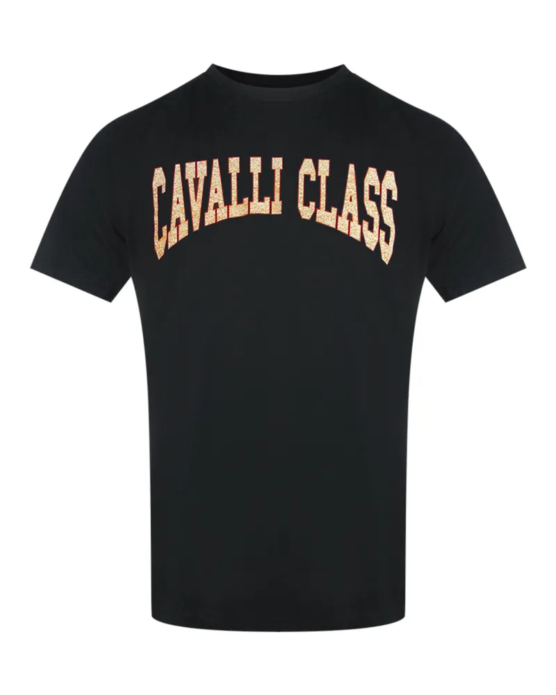 Roberto Cavalli Schwarzes T-shirt Mit  Varsity-logo Schwarz