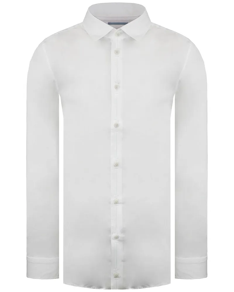 Ted Baker Bellow Herren weißes Satinhemd Weiß