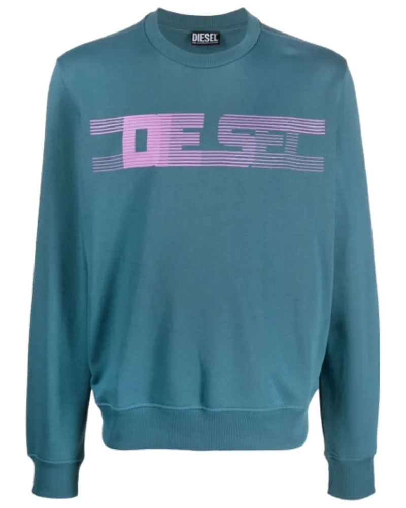 Diesel Blaues -Sweatshirt mit gestreiftem Logo Blau