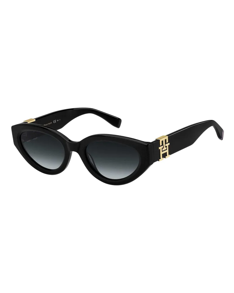 Tommy Hilfiger Oval-Sonnenbrille für Damen (Schwarz Schwarz