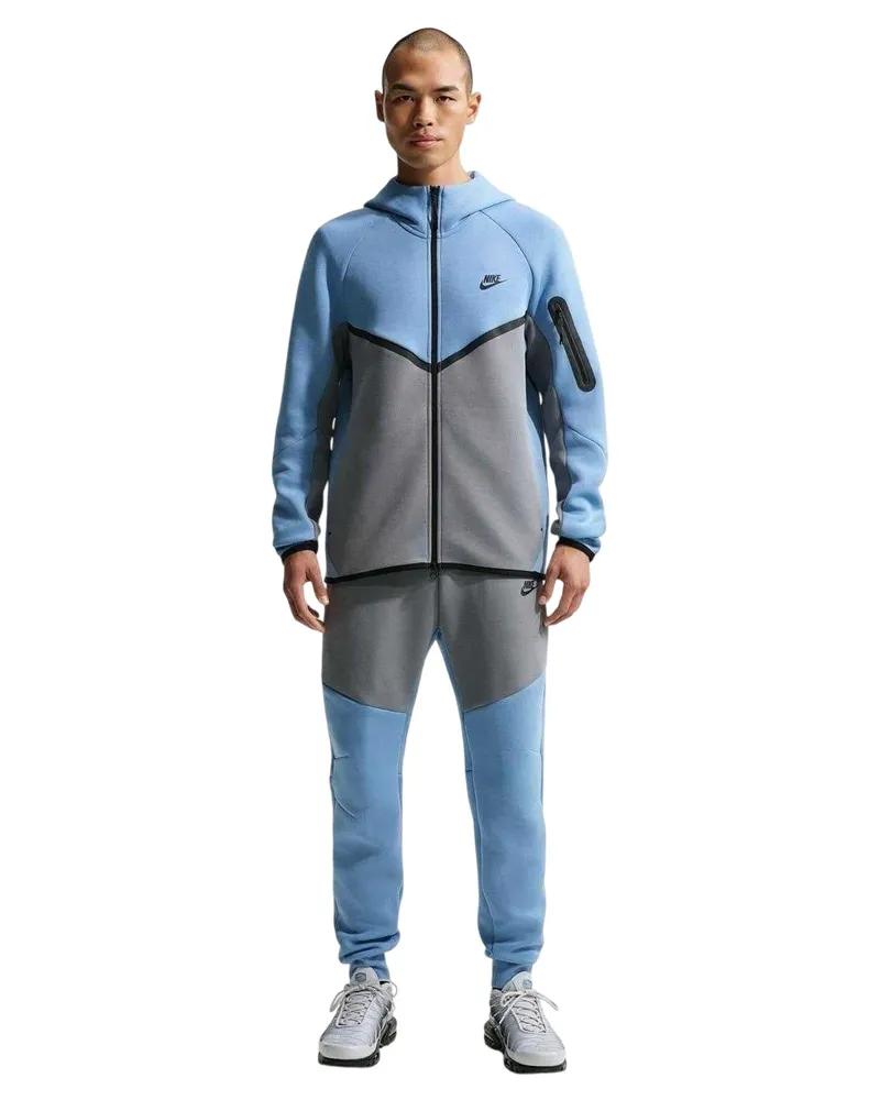 Nike Tech" Hoodie mit durchgehendem Reißverschluss für Herren (Blau/Grau Blau