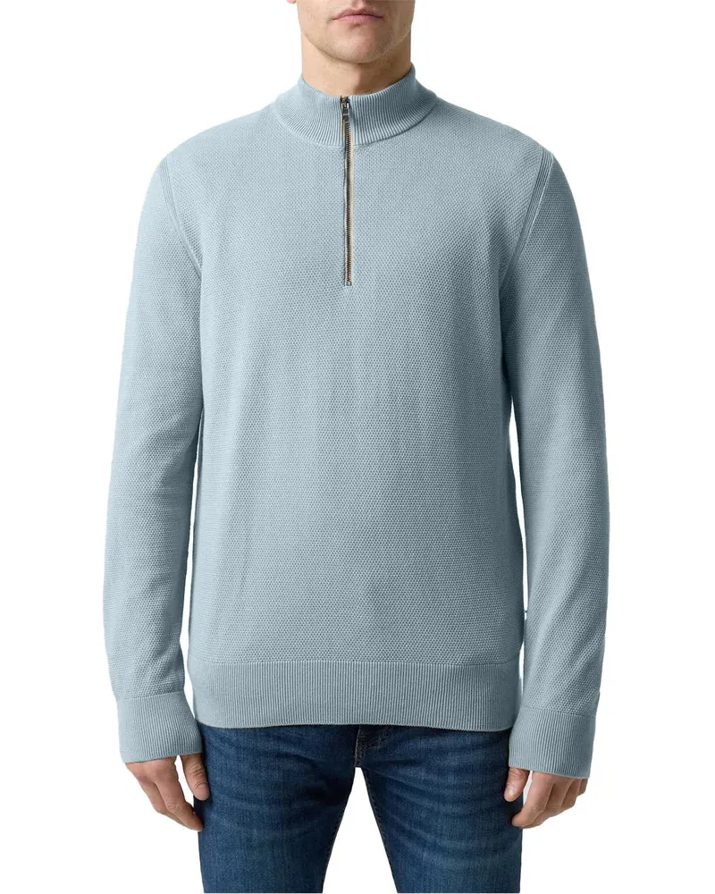 HUGO BOSS Ebrando-P" Pullover für Herren, mit halbem Reißverschluss, Jerseyware (Pastellblau Blau