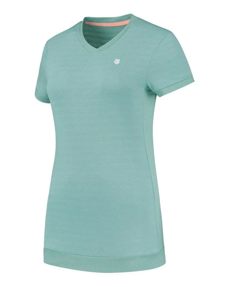 K-Swiss T-Shirt für Damen, V-Ausschnitt, Regulär (Blau Blau