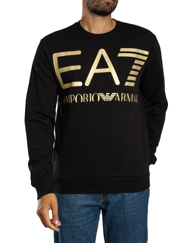 EA7 Sweatshirt mit großer Logo-Grafik - Schwarz Schwarz