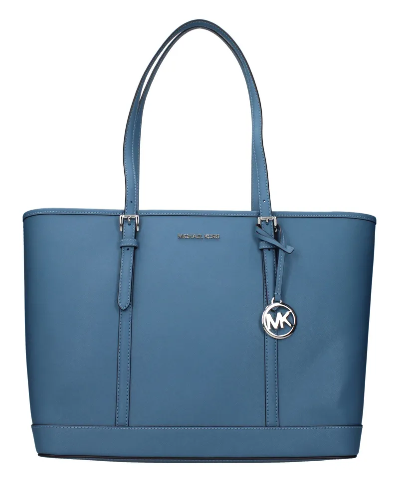 Michael Kors Blaue Leder Schultertasche Blau