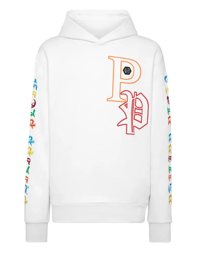 Philipp Plein Hoodie Gothic Plein Weiß
