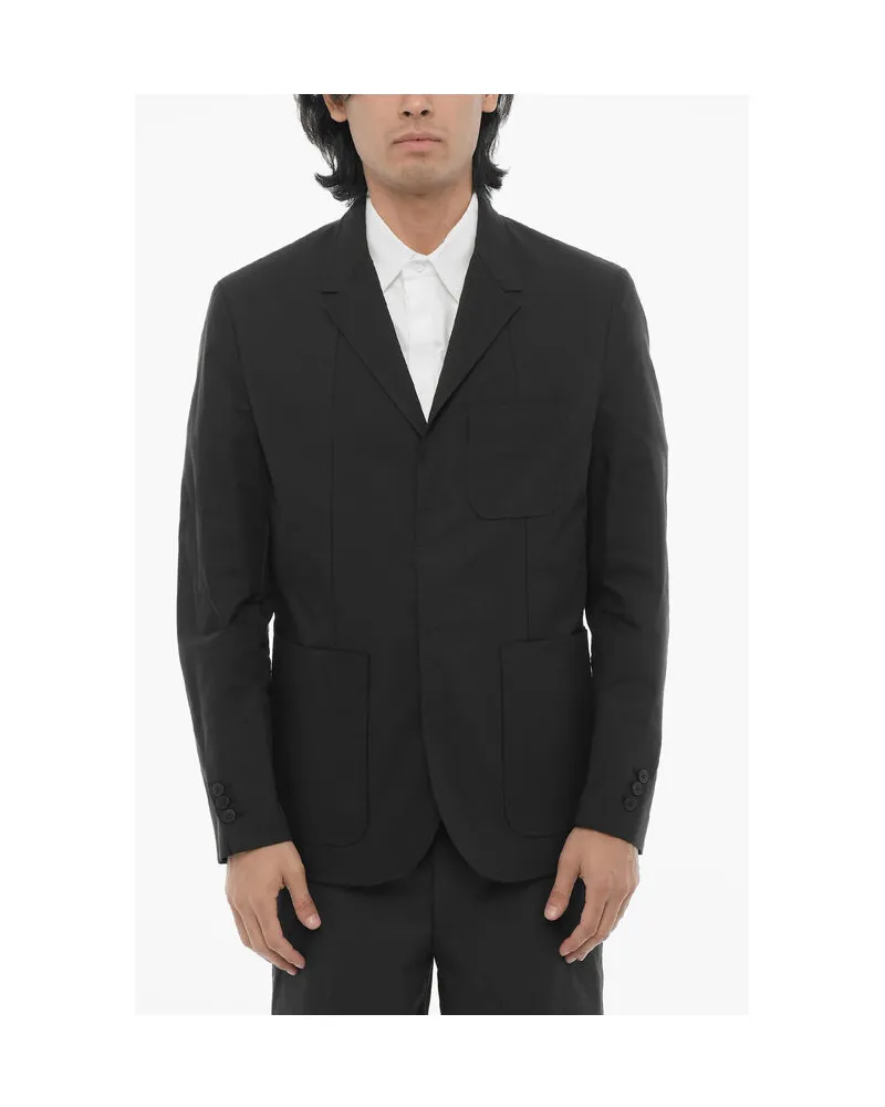 Neil Barrett Ungefütterter Slim Fit Blazer mit aufgesetzten Taschen in Schwarz Schwarz