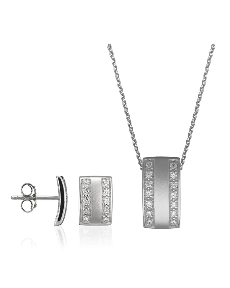 Orphelia Damen 925 Sterling Silber Set: Kettenanhänger + Ohrringe - Silber SET-5913 Silber