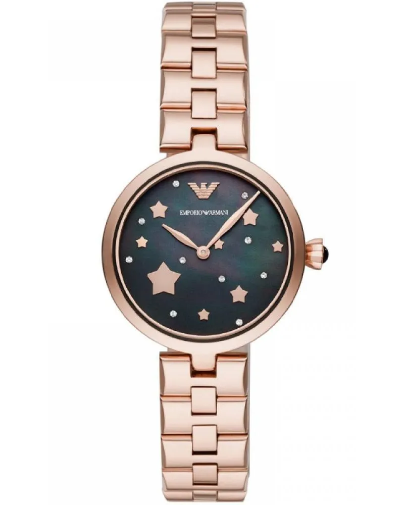 Emporio Armani AR11197 Quarz schwarzes Zifferblatt Damenuhr Roségold