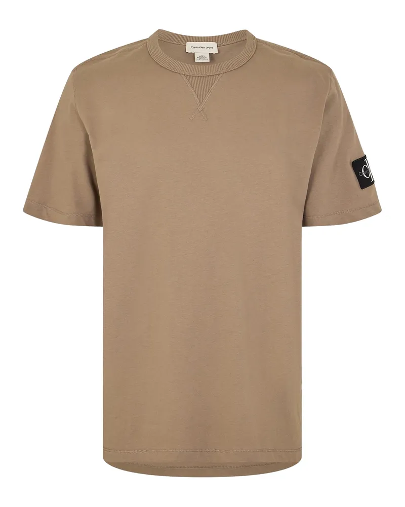 Calvin Klein T-Shirt für Herren, Rundhalsausschnitt, Regulär (Oliv Braun