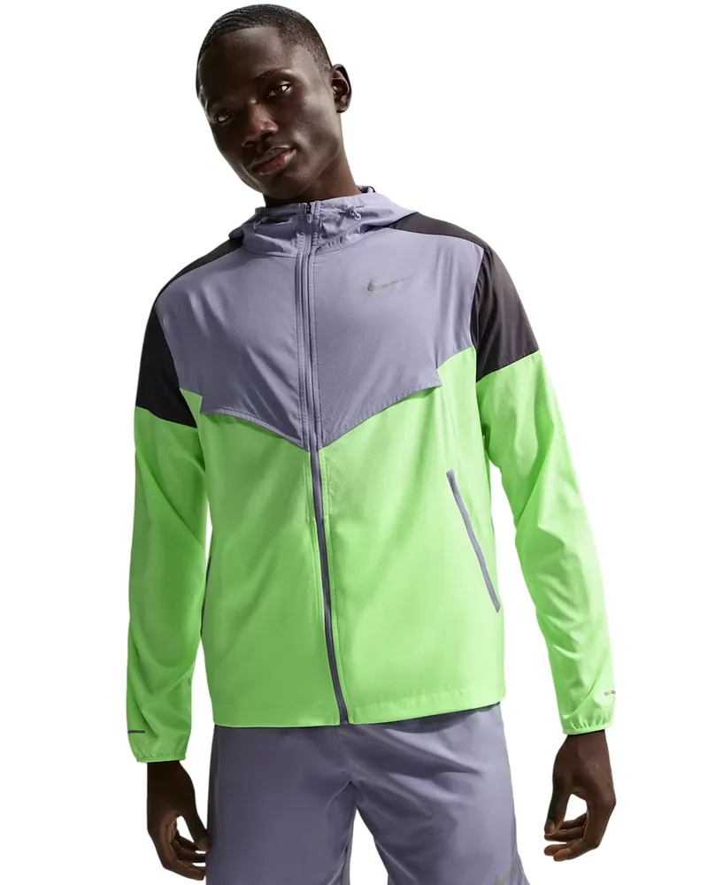 Nike Windrunner Jacke für Herren, Leicht (Violett/Schwarz/Limone Limettengrün