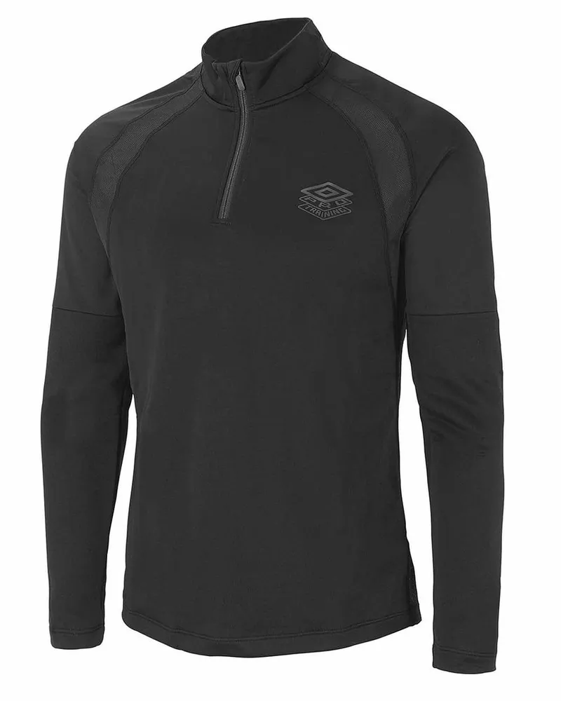 Umbro Grafiklogo Langarm schwarz 1/4 Reißverschluss UP Mens Ptf Top 65846g Kmk Schwarz
