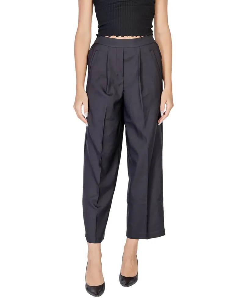 ICHI Weit geschnittene cropped Hose Dunkelgrau