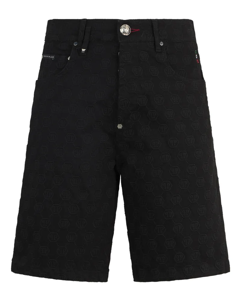 Philipp Plein Formentera Fit Shorts Embroidery Monogram Schwarz