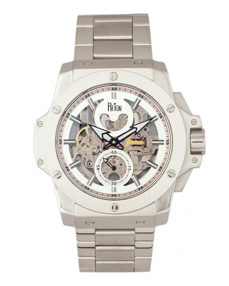 Reign Commodus Automatik-Skelett-Armbanduhr Silber