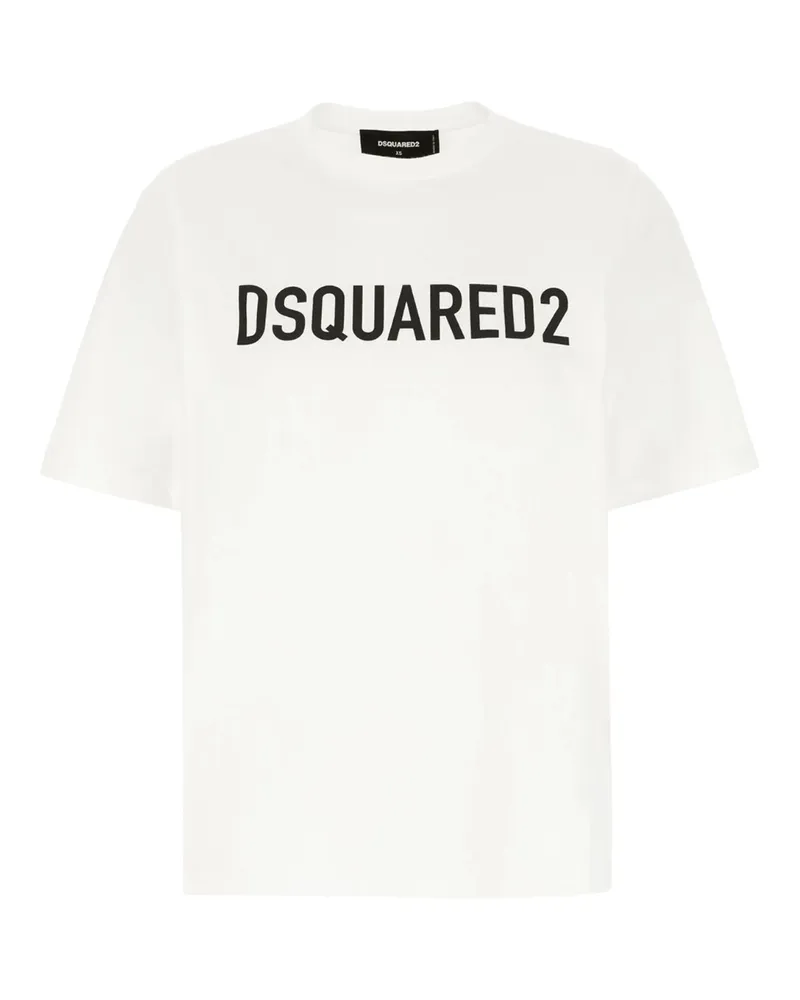 Dsquared2 Weißes T-shirt Mit Auffälligem Logo Und Lockerer Passform Weiß
