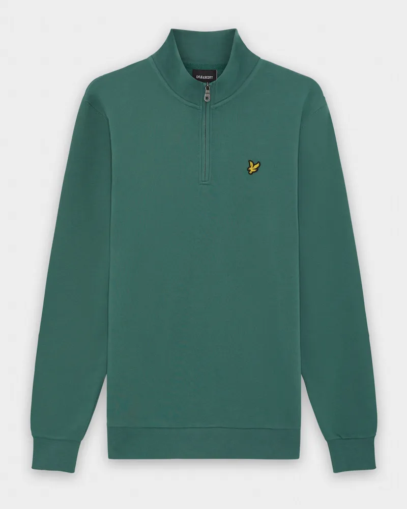 Lyle & Scott Halbzip Sweatshirt in Dunkelgrün Dunkelgrün